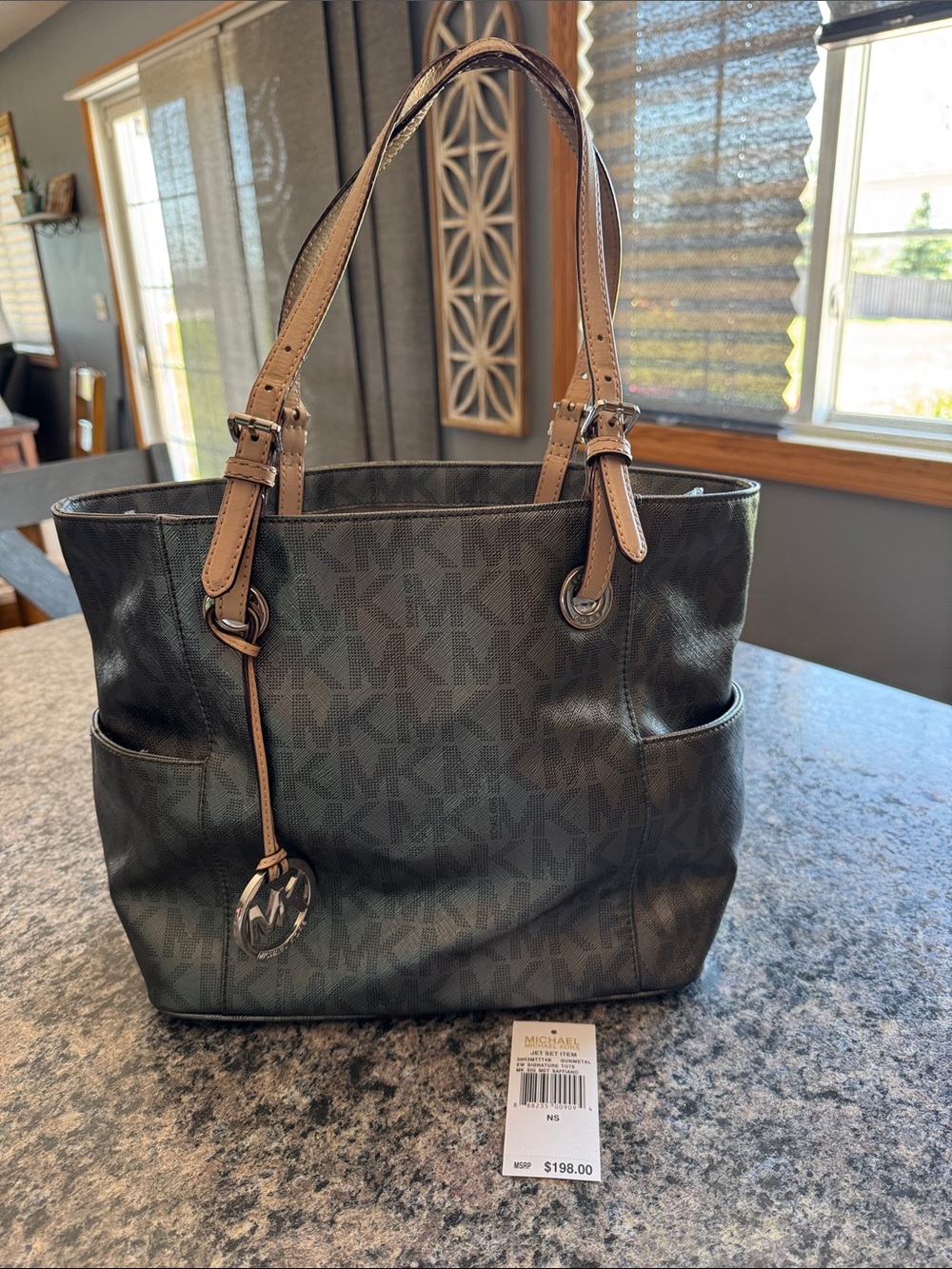 Michael Kors Gunmetal Jet Set Signature Tote